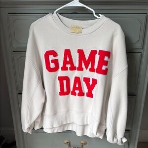 Cream and Red Game Day Sweatshirt for Sports Enthusiasts
